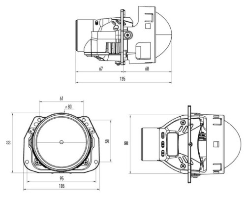 Модули светодиодные MTF LIGHT 12V, 50/59W, 6000K, 3