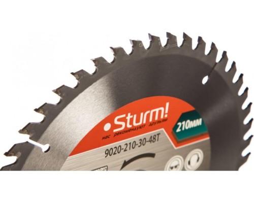 Пильный диск по дереву STURM 9020-210-30-48T 210x30x48 зубьев Пильный диск по дереву STURM 9020-210-30-48T 210x30x48 зубьев