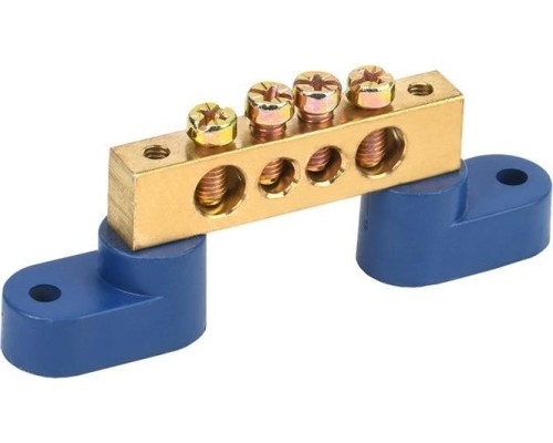 Шина REXANT 11-2331 «N» нулевая 8х12 мм на двух угловых синих изолятор Шина REXANT 11-2331 «N» нулевая 8х12 мм на двух угловых синих изолятор