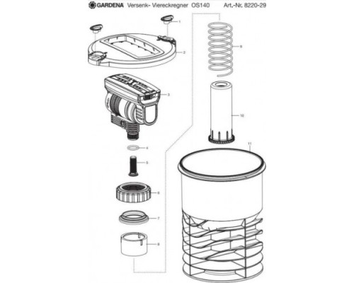 Крышка дождевателя GARDENA OS-140 08220-00.740.00 [08220-00.740.00]