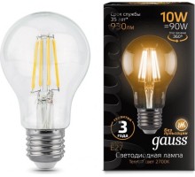 Лампа светодиодная GAUSS A60 filament а60 10w 930lm 2700к е27 led [102802110]