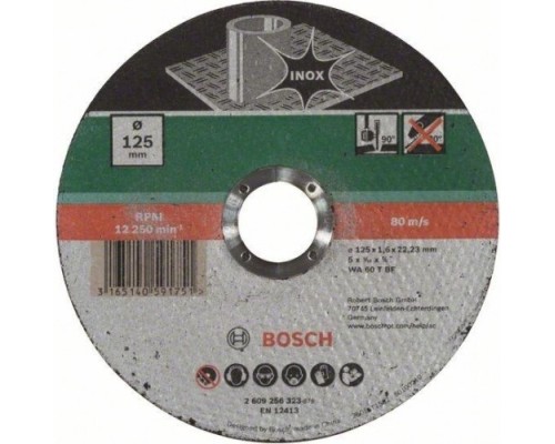 Отрезной круг по нержавеющей стали BOSCH 125х1,6х22.2 мм WA60T-BF Standard for Inox [2608603172]