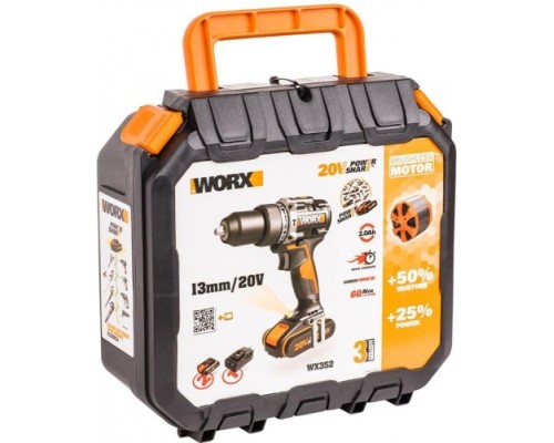 Дрель-шуруповерт аккумуляторная WORX WX352 ударная, бесщеточная