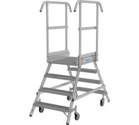 Лестница с платформой KRAUSE STABILO R13 4 перфорированных ступени, передвижная, двухсторонняя 821447
