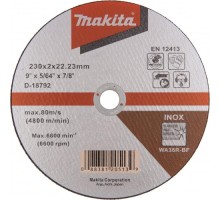 Отрезной круг по нержавеющей стали MAKITA 230х2х22.23 мм WA36  D-18792 [D-18792]