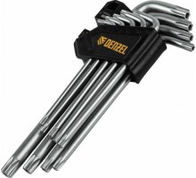 Набор ключей TORX Denzel TT10-50 tempered, crv, 9 шт., удлиненные 12371