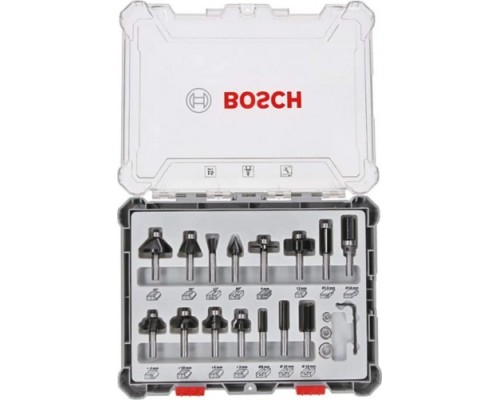 Набор фрез по дереву BOSCH 15 НМ-ФРЕЗ SET 6 мм-ХВ [2607017471]