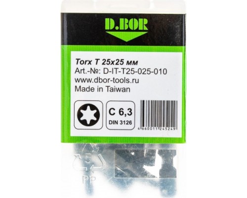 Бита для заворачивания D.BOR IMPACT Torsion TORX 25, 25 мм (арт. d-it-t25-025-010) (10 шт.) [D03-DITT25025010]