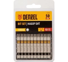 Набор бит Denzel TORX 40х50 сталь s2, шестигранный профиль, 10 шт. 11672