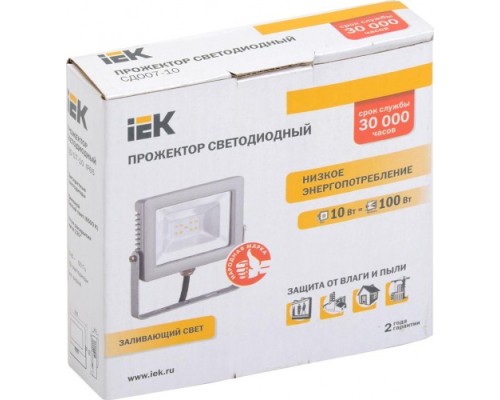 Прожектор IEK СДО 07-10 IP65 6500K серый [LPDO701-10-K03]