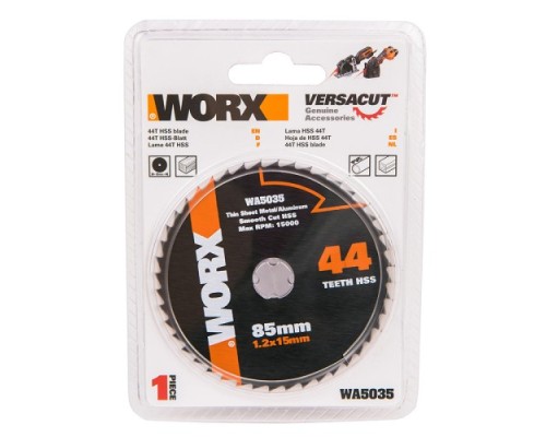 Пильный диск по металлу Worx WA5035 44T HSS 85х1,2х15 мм [WA5035]