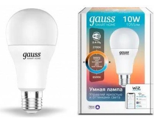 Лампа светодиодная GAUSS Smart home a60 10w 1055lm 2700-6500к e27 диммируемая led [1080112]