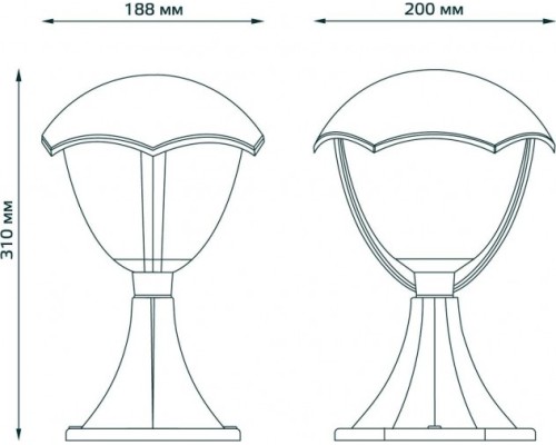 Светильник садово-парковый GAUSS Aura на постамент 200*200*310mm, 1xe27 [GD029]