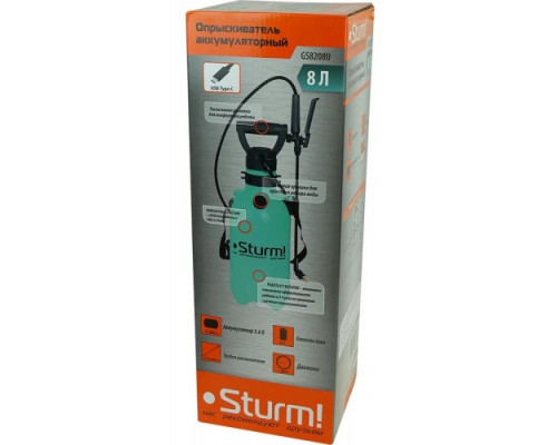Опрыскиватель аккумуляторный ранцевый Sturm GS8208U, 8 л, USB Type-C