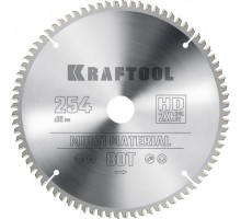 Пильный диск по алюминию KRAFTOOL Multi Material 254х30мм 80Т [36953-254-30]