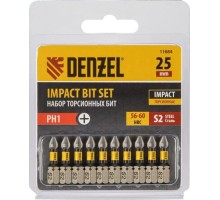 Набор бит Denzel PH1x25 мм торсионных 10 шт. 11684