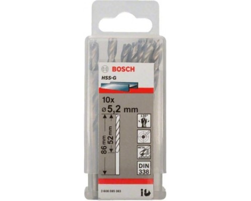 Сверло по металлу BOSCH HSS-G 5.2 мм 10шт [2608595063]