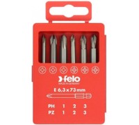 Набор насадок FELO 03291716 бит pz/ph industrial 73 мм в кейсе, 6 шт