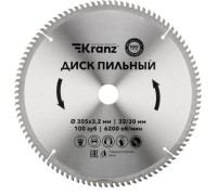 Пильный диск по дереву Kranz KR-92-0136 305х32/30 мм, 100 зуб.