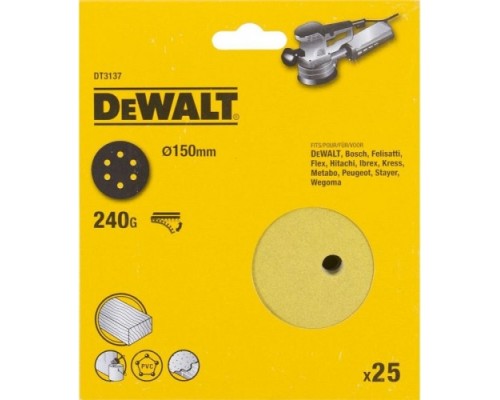 Диски на велюровой основе с отверстиями DeWALT DT3137-QZ 150 мм, 6 отв. P240