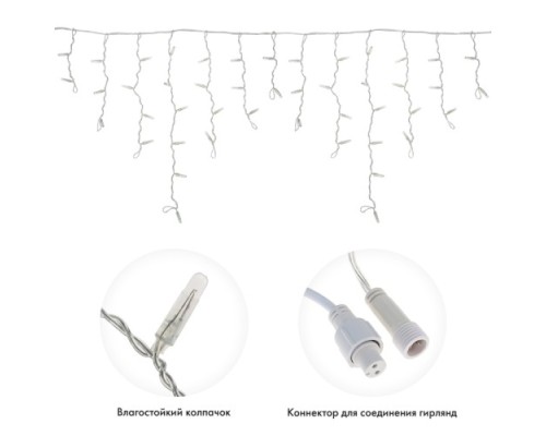 Гирлянда Neon-Night 255-056 БАХРОМА (Айсикл), 2,4х0,6м, 88 LED ТЕПЛЫЙ БЕЛЫЙ