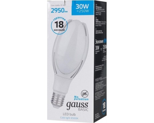 Лампа светодиодная GAUSS T100 S2 basic ac180-240v 30w 2950lm 6500k e40 [11834332]