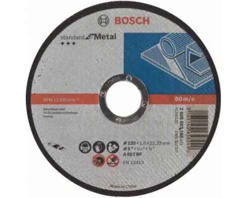 Диск отрезной по металлу BOSCH 125х1,6х22.2 мм A60T-BF Standard for Metal [2608603165]