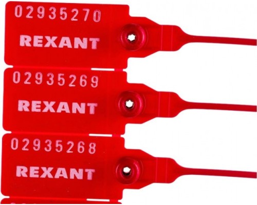 Пломба REXANT 07-6111 пластиковая, номерная, 220мм, красная