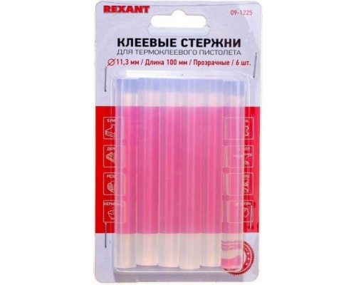 Стержни клеевые REXANT прозрачные 11x100 мм, 6 шт. [09-1225]