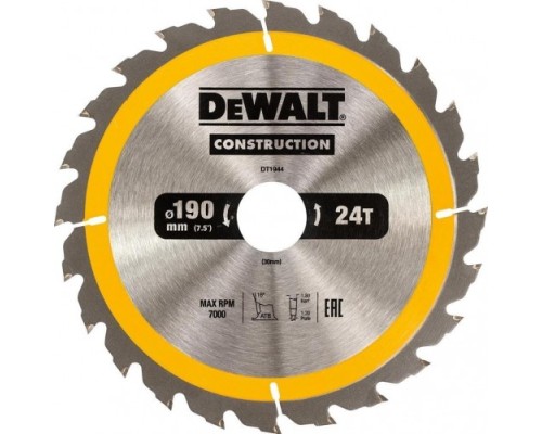 Пильный диск универсальный DeWALT 190х24тх30 мм Construction DT1944-QZ [DT1944-QZ]