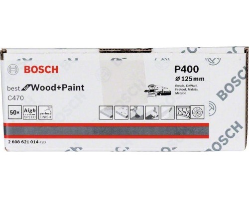 Диск на велюровой основе с отверстиями BOSCH 125 мм K 400 Best for Wood+Paint MULTIHOLE [2608621014]