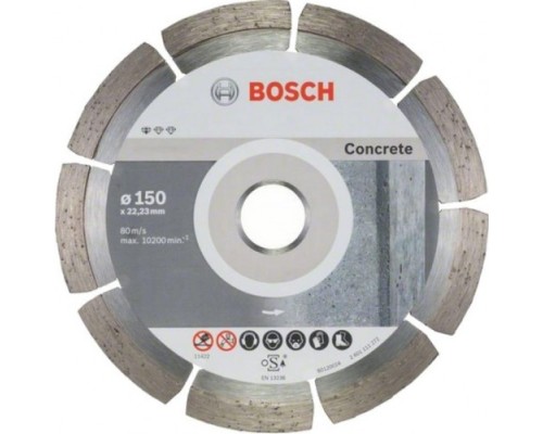 Алмазный диск для резки бетона BOSCH 150-22,23 мм Standard for Concrete, 10 шт в уп. [2608603241]