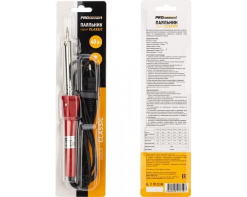 Паяльник PROconnect П0123-4 долговечное жало, серия classic, 40вт, 230в, блист [12-0123-4]