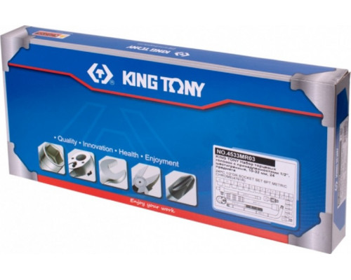 Набор головок 1/2" KING TONY 4533MR03 с принадлежностями, 6-гранные, 10-32 мм, 24 предмета