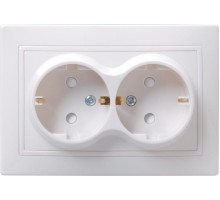 Розетка IEK Кварта Рсш12-3 2-м сп 16а ip20 с заземл. защ. шторки бел. ERK21-K01-16-DM