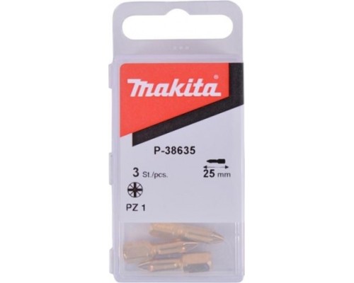 Бита для заворачивания MAKITA P-38635 алмазная PZ1, 25 мм, C-form, 3 шт.