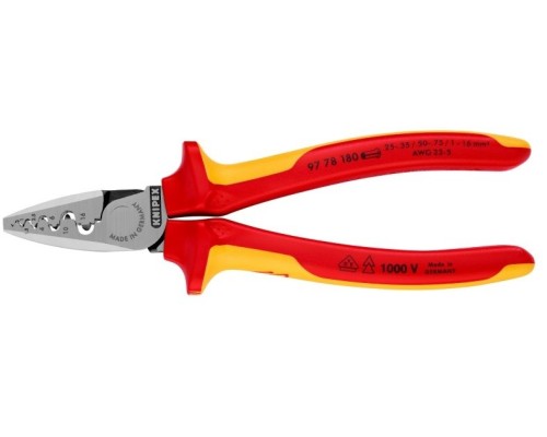 Пресс-клещи KNIPEX KN-9778180TBK vde, 9 гнезд, контактные гильзы DIN 46228