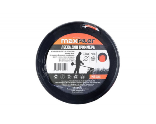 Леска триммерная MAXPILER MLB-33001 3.0 мм x 90 м, квадратная