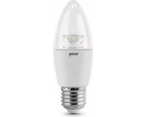 Лампа светодиодная GAUSS Свеча led candle-dim crystal clear e27 6w 4100к диммируе [103202206-D]