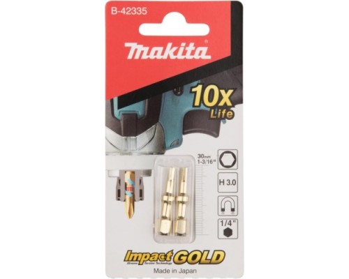 Насадка шестигранная MAKITA B-42335 impact gold shorton hex3.0, 30 мм, e-form (mz), 2