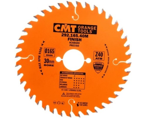 Пильный диск по дереву СМТ 165X30X2,6/1,610°15°ATBZ=40 [292.165.40M]