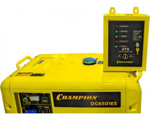Электростанция дизельная с воздушным охлаждением CHAMPION DG6501ES+ATS в кожухе [DG6501ES]