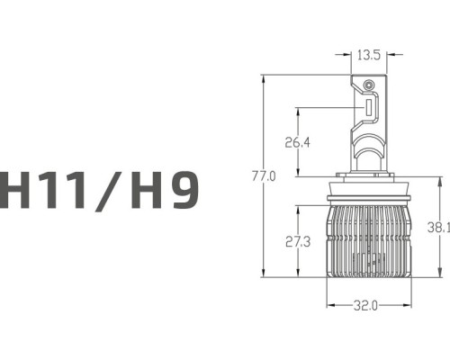 Лампа светодиодная MTF LIGHT серия CYBER LIGHT PRO, H11/H9, 12V, 65W, 6500lm, 6000k кулер CP011K6