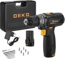 Дрель-шуруповерт аккумуляторная DEKO GCD12DU3 SET6 в кейсе + оснастка 13 шт, 12в, 2х3.0ач 063-4007