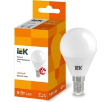 Лампа светодиодная IEK G45 5Вт 3000К Е14 Шар LLE-G45-5-230-30-E14