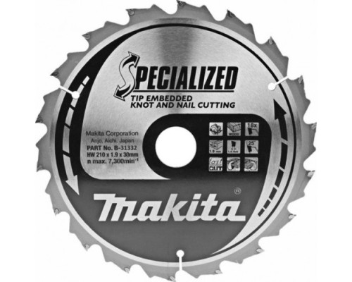 Пильный диск универсальный MAKITA 210x30x1.4x18T для демонтажных работ [B-31332]