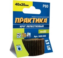 Круг лепестковый ПРАКТИКА Профи с оправкой 40х20мм, p 80, хвостовик 6 мм. [648-946]