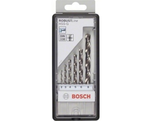 Набор сверл по металлу BOSCH HSS-G 6 шт Robust Line D2-8 [2607010529]