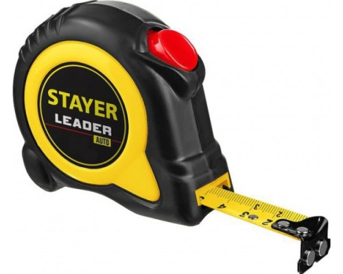 Рулетка STAYER LEADER 8м / 25мм с автостопом в ударостойком обрезиненном [3402-08-25_z01]