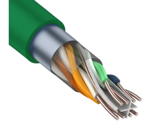 Кабель REXANT F/UTP, CAT 6 нг(A)-LSLTx 4х2х0,575мм, 23AWG внутренний, зеленый [01-0171]